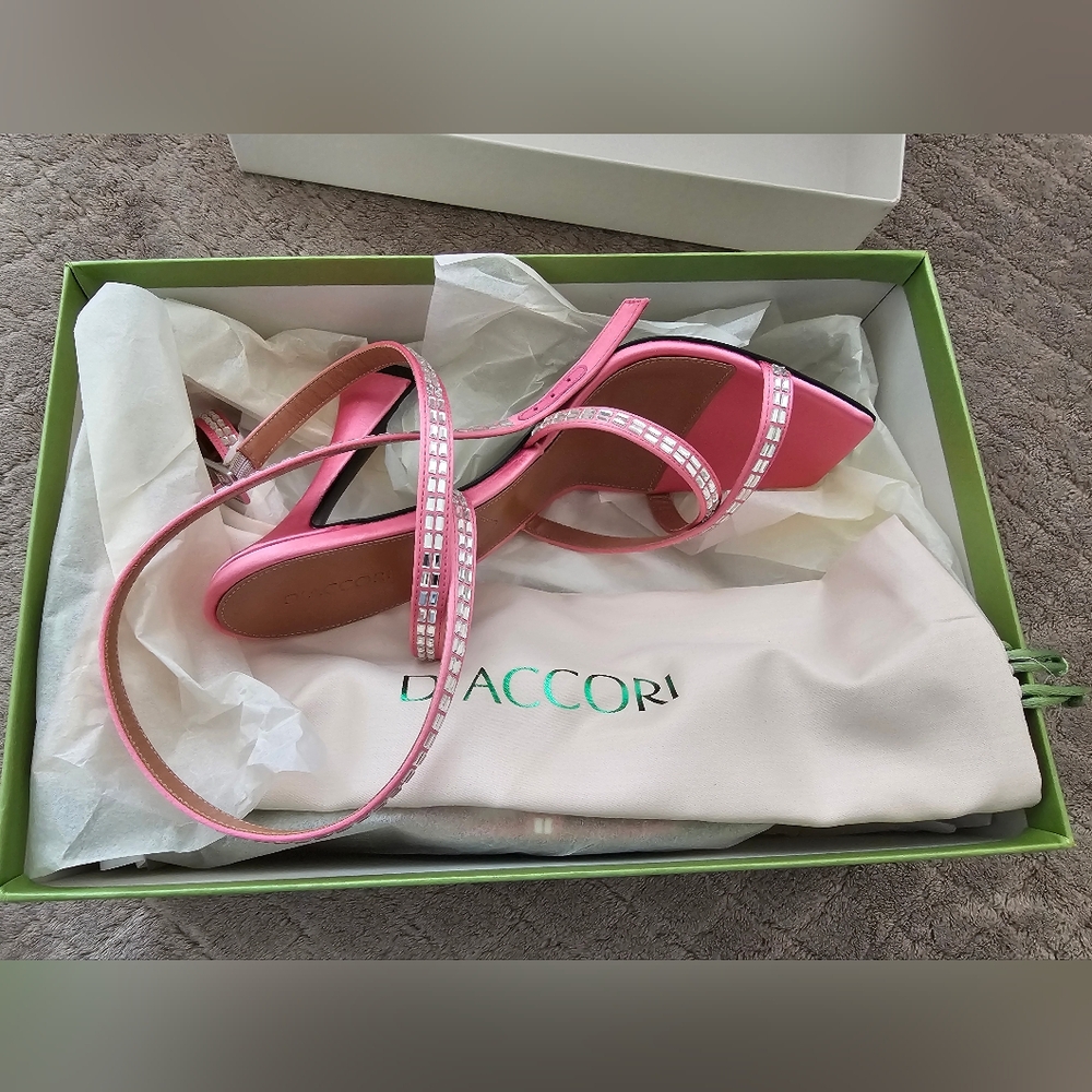 D'Accori Pink Strappy (Ankle) Women's Heels, Size 39.5 EU (9.5 US or 9 US)